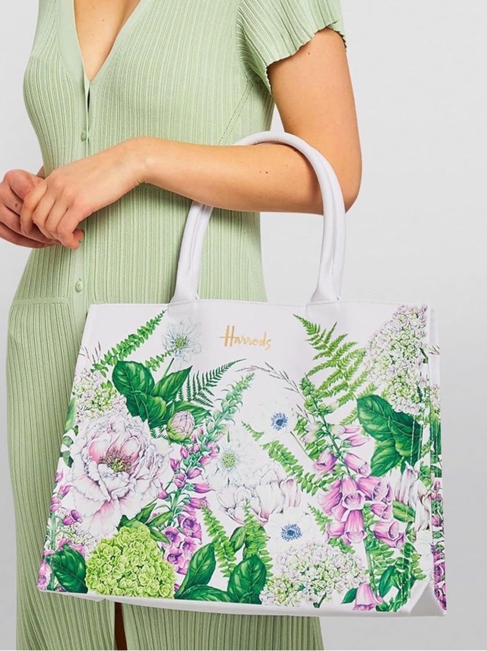 Harrods Floral Botanical Print Canvas Tote